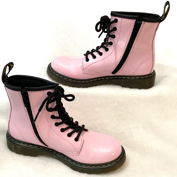Dr Martens Pink Girls Platform Lace up Combat Grunge Booties Sz 3 - Picture 2 of 16